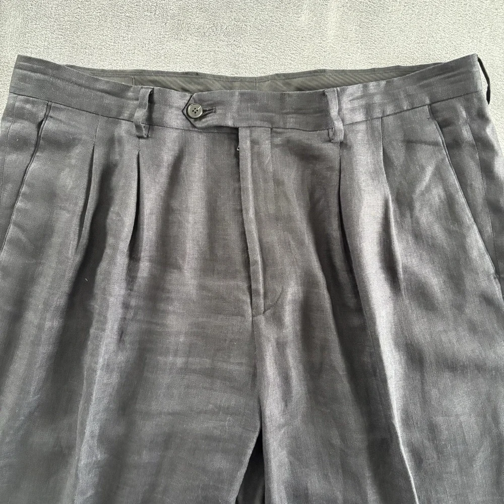 Mens‎ Gray Pleated Dress Pants Trousers Career Office Business Casual Size 38